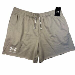 Under Armour Mens Sportstyle Cotton Logo Shorts Khaki Beige 2XL NWT Gym Training